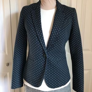 Banana Republic navy blue pique polka dot blazer 4